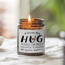 Personalised Hugs Across the Miles Candle