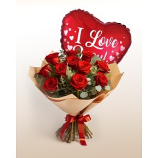 Enchantment Combo: Balloon + 12 Roses Bouquet