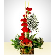 Insatiable: 12 Carnations In A Rustic Base