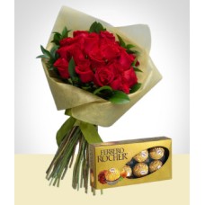 Love Wish: 24 Roses Bouquet & Chocolates
