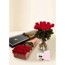 Roses - Red - 12 Stems for Valentine's Day With Chocs & Card