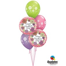 Bukiet 255 Mother's Day Floral Chevron Qualatex #24035-2 41873-3