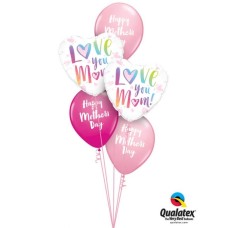 Bukiet 902 Pink, Wild Berry, & Rainbow Script Mother's Day Qualatex #82256-2 85681-3