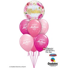 Bukiet 913 Wild Berry, Rose, & Pink Mother's Day Petite Polka Dots Qualatex #82541 85704-6 43791-2 43766-2 25572-2
