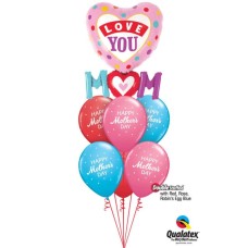 Bukiet 939 Red, Rose, & Robin's Egg Blue Mother's Day Qualatex #82552 85704-6 43791-2 82685-2 43790-2
