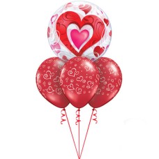 Bouquet 695 Ruby Red Hearts And Valentine Bubble