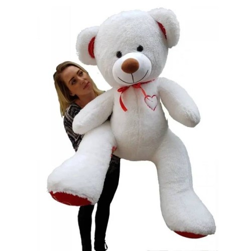 LARGE TEDDY BEAR 160cm. – White – red