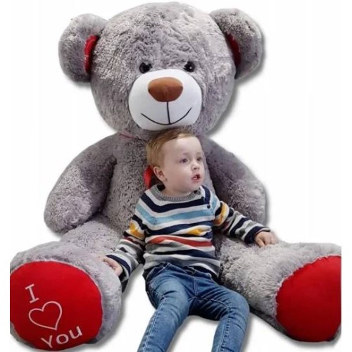 LARGE PLUSH BEAR MASCOT GIANT 160cm – gray-red