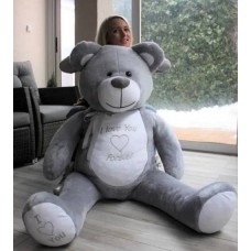 GIANT 180 cm LARGE PLUSH BEAR WITH SUPER EMBROIDERY – gray