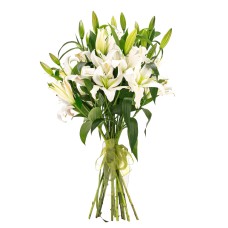 Bouquet of 10 Branches of White Lilies, the Symbol of Purity