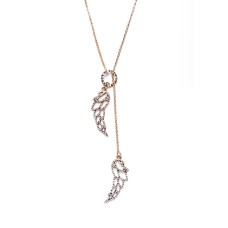 Crystal Wings Y Necklace in Gold