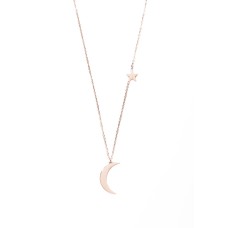 Moon and Star Necklace Rose Gold