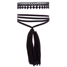 Lace Tassel Choker Set