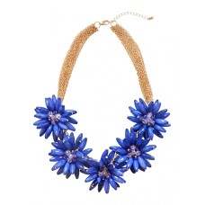 Flower Love Statement Necklace In Navy