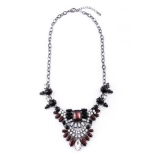 Fancy Party Statement Necklace In Burgundy