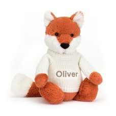 Bashful Fox Cub with Personalised Cream Jumper MEDIUM - H31 X W12 CM