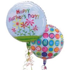 Happy Mother's Day 2 Balloon Bouquet with flowers (Deluxe)