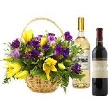 Flower Basket & Wine Gift Set (Standard)
