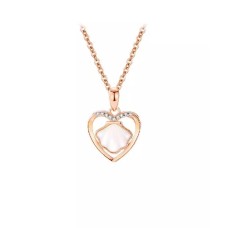 925 Sterling Silver Plated Rose Gold Fashion Simple Shell Heart Pendant with Cubic Zirconia and Necklace