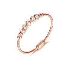 CELOVIS - Briella Beads Pendant with Cubic Zirconia Insets on Magnetic Clasp Bangle in Rose Gold