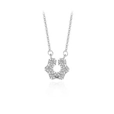 925 Sterling Silver Fashion Simple Snowflake Pendant with Cubic Zirconia and Necklace