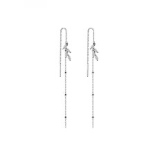 925 Silver Leaf Tassel Earrings JW AR-G1342