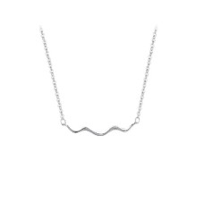 925 Sterling Silver Simple Creative Wave Line Pendant with Necklace
