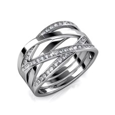 KRYSTAL COUTURE Beatrice Criss Cross Ring Embellished with Swarovskicrystals