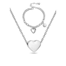 CELOVIS - Desiree Heart Shape Necklace + Bracelet Jewellery Set in Silver