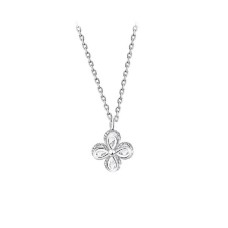 925 Sterling Silver Simple Fashion Four-leafed Clover Pendant with Cubic Zirconia and Necklace