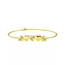 KRYSTAL COUTURE Gold Alternate Upside Down Heart-Shaped Bracelet Embellished with Swarovski Crystals