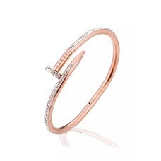 CELOVIS - Roxanne Nail Cuff Zirconia Clasp Bangle (Rose Gold)