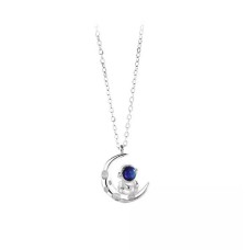925 Sterling Silver Fashion Personality Astronaut Moon Couple Pendant with Necklace For Women