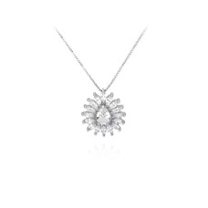 Fashion Temperament Lace Water Drop-shaped Pendant with White Cubic Zirconia and Necklace