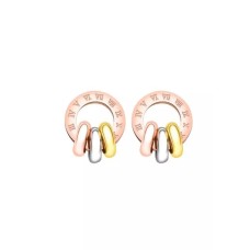 Genevia Roman Numerals Interlocking With Mini Rings Earrings
