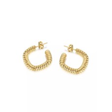 Alodie Twisted Square-hoop With Stud Drop Earrings In Gold