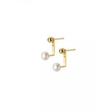 925 Silver Plated Gold Freshwater Pearl Two-Way Earrings JW AR-M01985