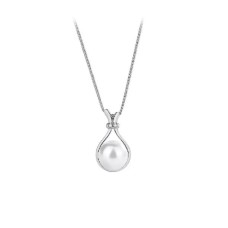 925 Sterling Silver Fashion Temperament Lucky Bag Imitation Pearl Pendant with Cubic Zirconia and Necklace