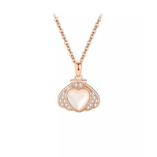 925 Sterling Silver Plated Rose Gold Fashion Simple Shell Pendant with Cubic Zirconia and Necklace
