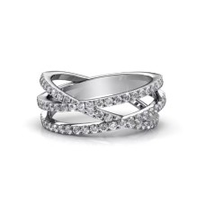 KRYSTAL COUTURE Soulmate Ring Embellished with Swarovski crystals - White Gold/Clear