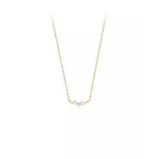 925 Sterling Silver Plated Gold Simple Fashion Geometric Pendant with Cubic Zirconia and Necklace