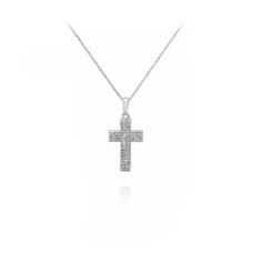 Fashion Simple Cross Pendant with Cubic Zirconia and Necklace
