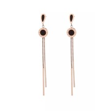 Orleanna Black Dangle Earrings In Rose Gold