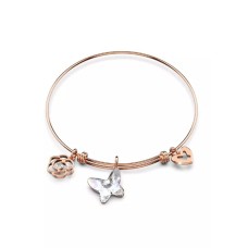 KRYSTAL COUTURE Rose Gold Butterfly Adjustable Bangle Embellished With Swarovski Crystals