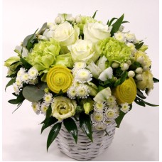 White rose sphere - flower basket
