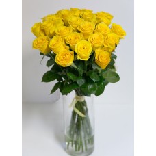 Yellow Roses In A Round Bouquet Tied From A 60 Cm Rose (L)