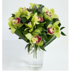 Orchids in green - round bouquet (Medium)