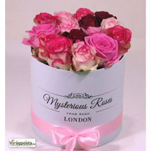 Pink roses in a cylinder box - Rosebox (Medium)