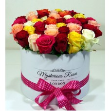 Liquor rose box - colored roses in a cylinder box (Small)