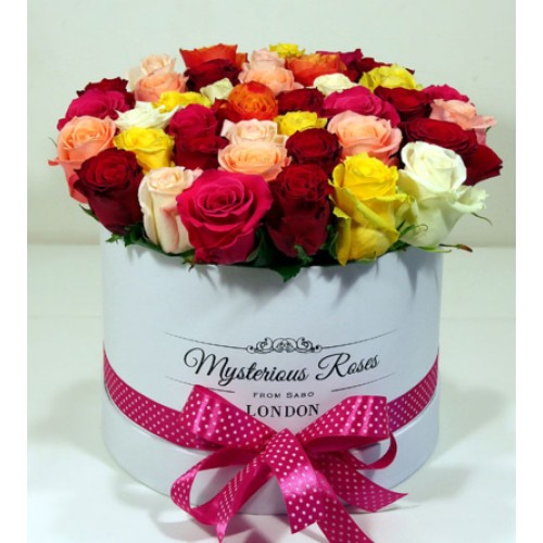 Liquor rose box - colored roses in a cylinder box (Small)